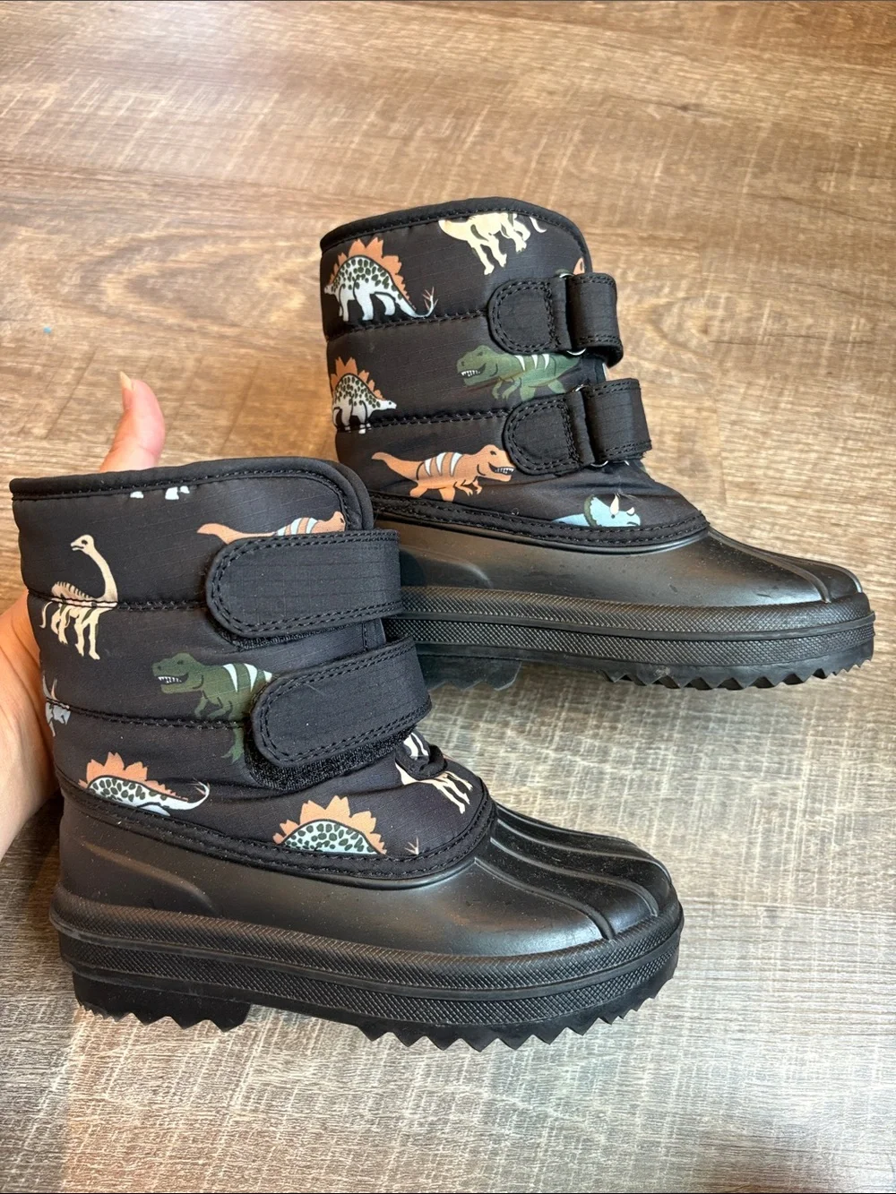 The Children's Place Dinosaur All Weather Boots Boy Toddler 10 Black Fleece